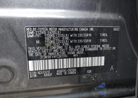 2023 Toyota Rav4 Limited z USA, uszkodzony, nr VIN 2T3N1RFV4PC391784